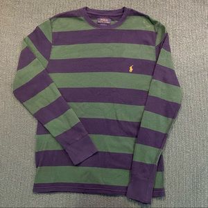 Polo Ralph Lauren Navy and Green Striped Long Sleeve